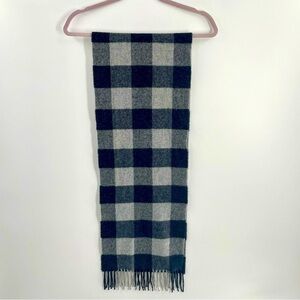Cashmere Blend Wool Blend Buffalo Check Fringe Scarf 11.5" x 64.25" Outdoor